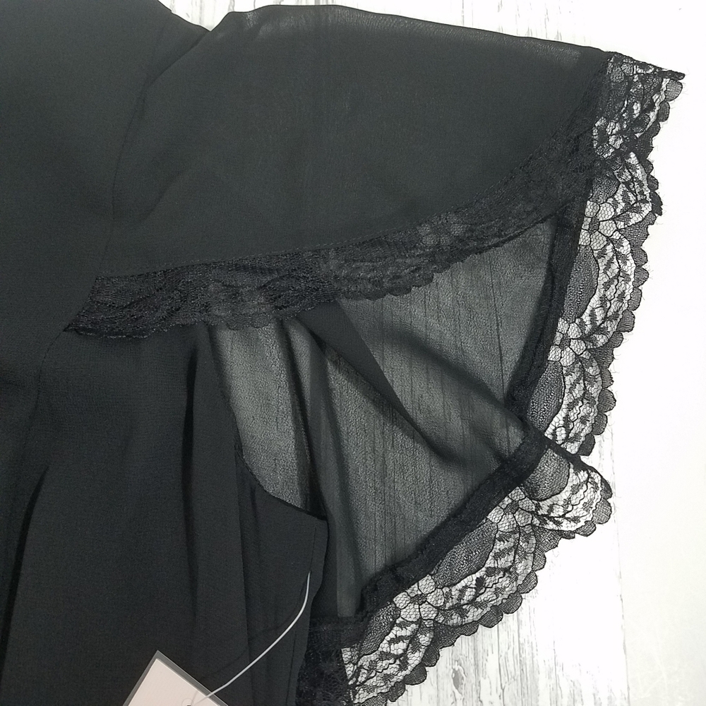 Nanette Lepore Cape Sleeve w Lace Chiffon Dress 6 - Picture 5 of 12